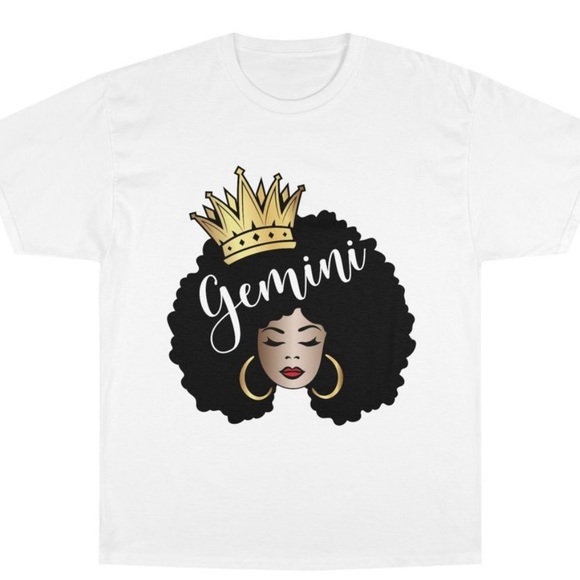 Gildan Tops - NWOT LARGE WOMENS GEMINI AFRO GILDAN WHITE BLACK GRAPHIC TEE COMFORTABLE…